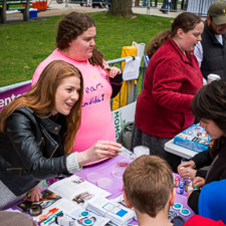 Masters of Laboratory Science students exhibit interactive public health activities during the Albany March for Science Masters of Laboratory Science students exhibit interactive public health activities during the Albany March for Science