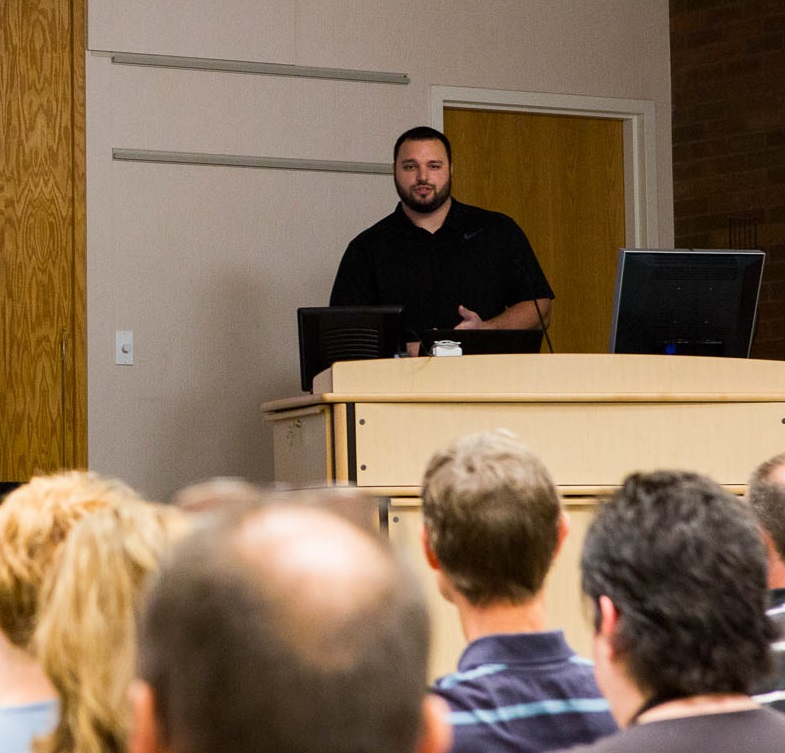 Student Dominic Centuroni gives capstone presentation